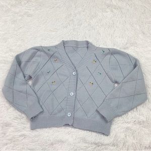 Unbranded long sleeve sweater cardigan button front v neck in light blue